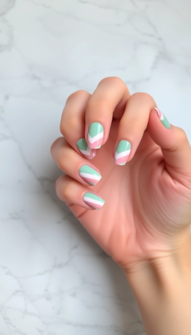 13 Chic Geometric French Nail Ideas That Are Anything But Ordinary (#7 Will Blow Your Mind!) - 2. Bold Chevron Stripes
