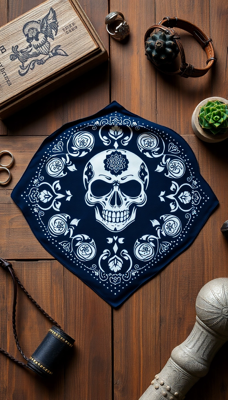 13 Gothic Outfit Ideas That Blend Edgy with Western Charm (Get Inspired by #5!) - 4. Skull Print Bandana