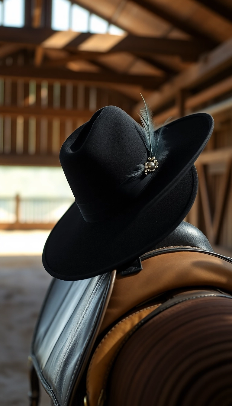 13 Gothic Outfit Ideas That Blend Edgy with Western Charm (Get Inspired by #5!) - 7. Black Wide-Brimmed Hat