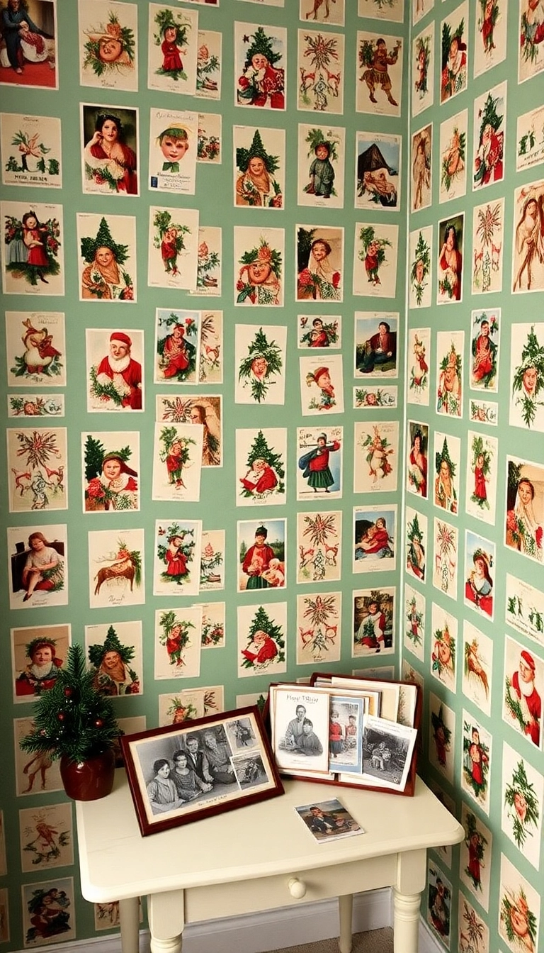 16 Nostalgic Christmas Wallpaper Styles That Will Take You Back in Time! - 11. Vintage Christmas Cards
