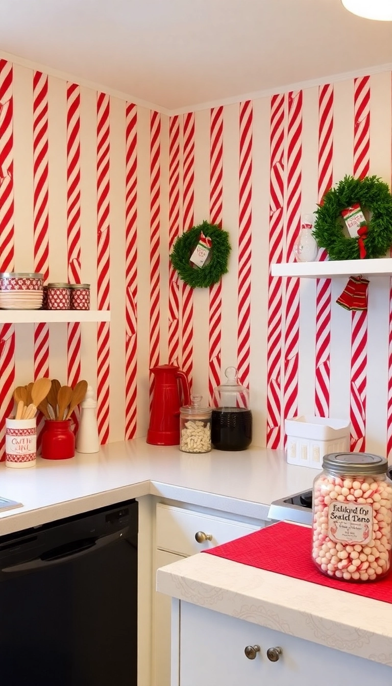 16 Nostalgic Christmas Wallpaper Styles That Will Take You Back in Time! - 5. Retro Candy Canes