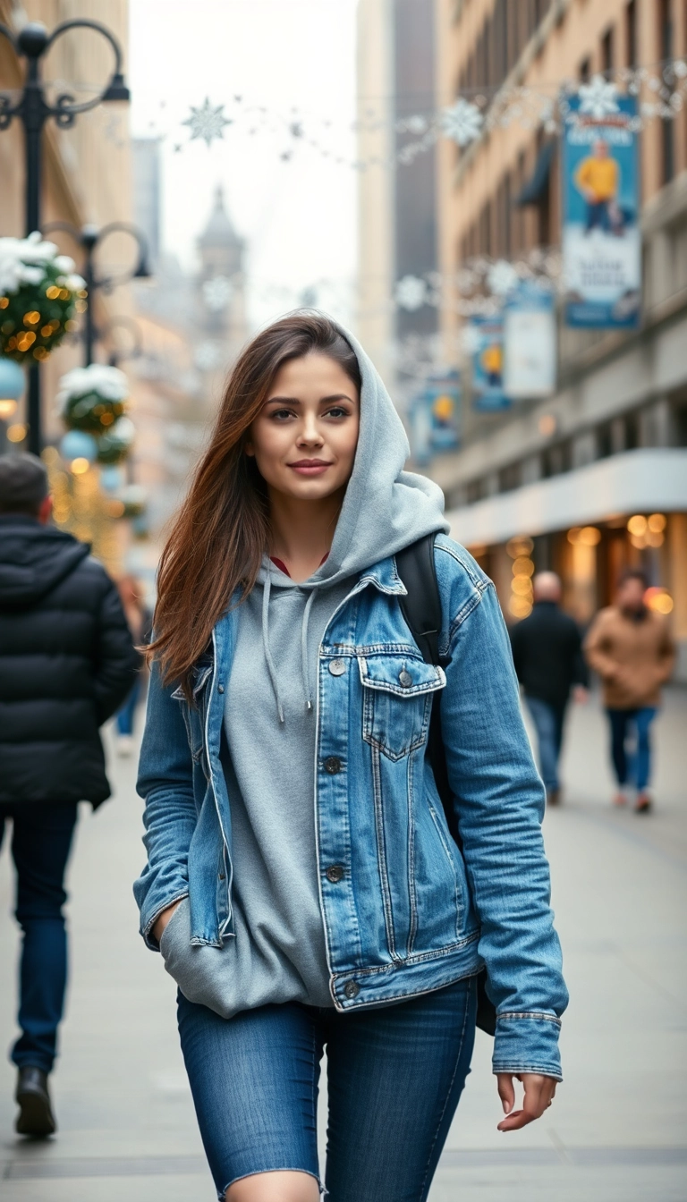 20 Cozy Winter Outfits That’ll Keep You Warm and Stylish (You’ll Love #10!) - 7. Classic Denim Jacket with Layers