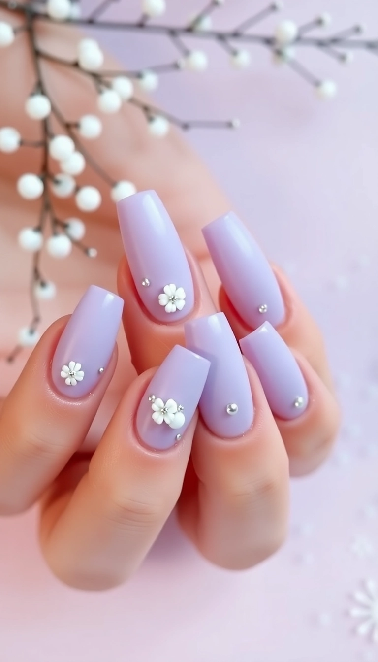 21 Gorgeous Coffin Nail Designs Perfect for Your Winter Wonderland! - 4. Frosted Lavender
